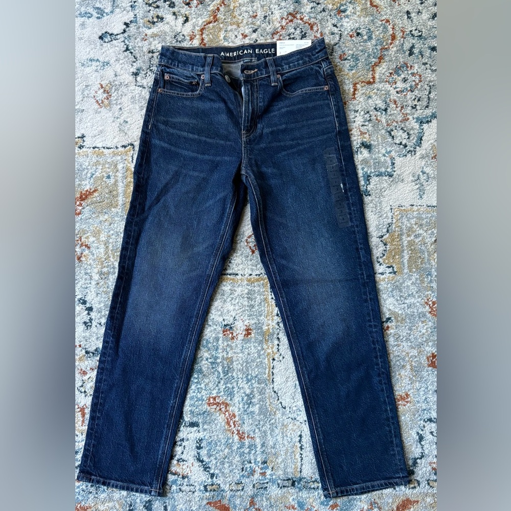 American Eagle Outfitters Women's Dark Blue Straight Leg Jeans